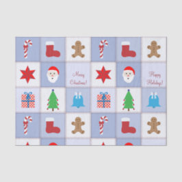 クリスマスパターンティッシュペーパー – 青 薄葉紙