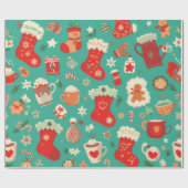 クリスマスパターンデザインギフトテーマ ラッピングペーパー (フラット)