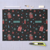 クリスマスパターンブラック 薄葉紙 (クラフト)