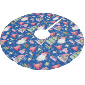 クリスマスパターンブルーサンタ格言 ブラッシュドポリエステルツリースカート (アングル)