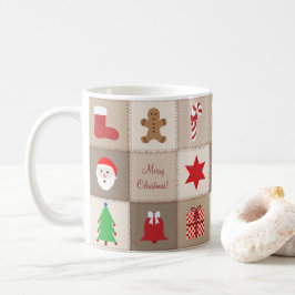 クリスマスパターンマグ - ベージュトーンバックグラウンド コーヒーマグカップ