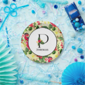 クリスマスパターンモノグラムイニシャルPパーソナライズされた ペーパープレート (パーティー)