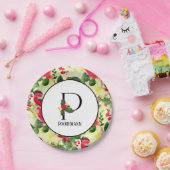 クリスマスパターンモノグラムイニシャルPパーソナライズされた ペーパープレート (パーティー)