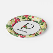 クリスマスパターンモノグラムイニシャルPパーソナライズされた ペーパープレート (アングル)