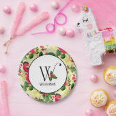 クリスマスパターンモノグラムイニシャルW パーソナライズされた ペーパープレート (パーティー)