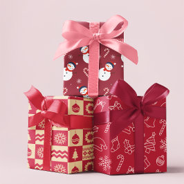 クリスマスパターンラッピング紙シート ラッピングペーパーシート