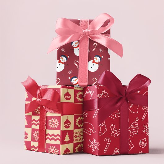 クリスマスパターンラッピング紙シート ラッピングペーパーシート