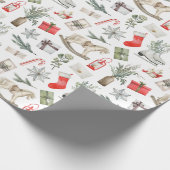 クリスマスパターンロッキングホースアイススケートギフト ラッピングペーパー (角)