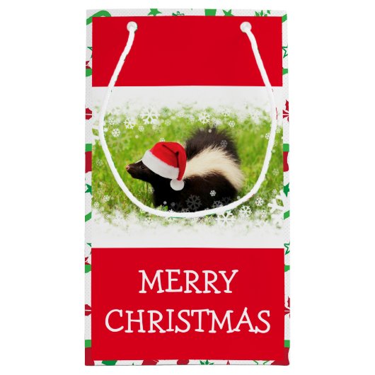 クリスマスパターン付きサンタ・スカンク スモールペーパーバッグ (裏面)