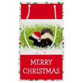 クリスマスパターン付きサンタ・スカンク スモールペーパーバッグ (正面)