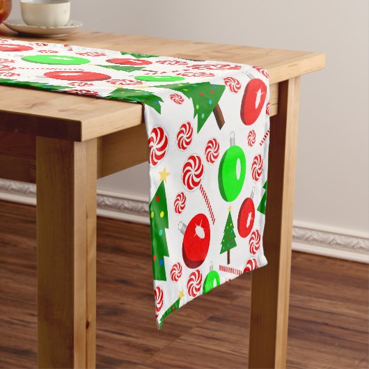 クリスマスパターン付きテーブルランナー ショートテーブルランナー (インサイチュ)