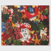 クリスマスパターン光沢ラッピング紙 ラッピングペーパー (フラット)