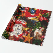 クリスマスパターン光沢ラッピング紙 ラッピングペーパー (アンロールド)