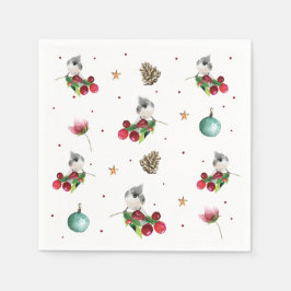 クリスマスパターン冬の鳥 スタンダードカクテルナプキン