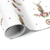 クリスマスパターン冬の鹿の水色 ラッピングペーパー (ロールコーナー)