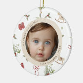 クリスマスパターン初めてのクリスマス写真 セラミックオーナメント (左)