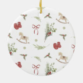 クリスマスパターン初めてのクリスマス写真 セラミックオーナメント (裏面)