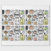 クリスマスパターン動物の窓のデザイン ラッピングペーパー (フラット)