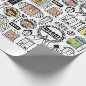 クリスマスパターン動物の窓のデザイン ラッピングペーパー (角)