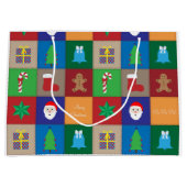 クリスマスパターン大抱き枕カラフル- ラージペーパーバッグ (正面)