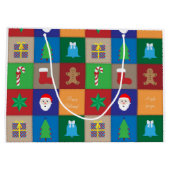 クリスマスパターン大抱き枕カラフル- ラージペーパーバッグ (裏面)