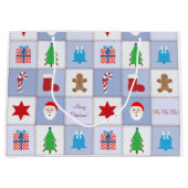 クリスマスパターン大抱き枕 – 青 ラージペーパーバッグ (正面)