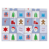 クリスマスパターン大抱き枕 – 青 ラージペーパーバッグ (裏面)