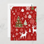 クリスマスパターン折り畳みグリーティングカード ポストカード (正面/裏面)