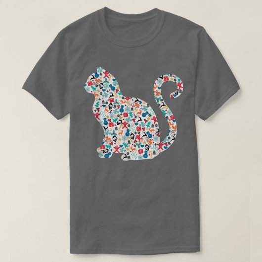 クリスマスパターン猫のクリスマス  Tシャツ (デザイン正面)