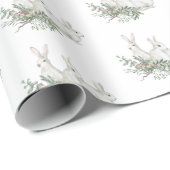 クリスマスパターン白いウサギウサギの贈り物 ラッピングペーパー (ロールコーナー)