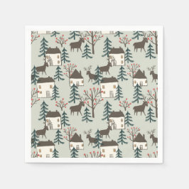 クリスマスパターン紙ナプキン スタンダードカクテルナプキン