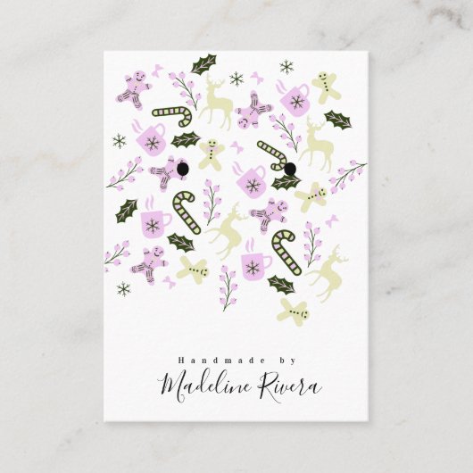 クリスマスパターン職人のイヤリングディスプレイカード コーリングカード (正面)