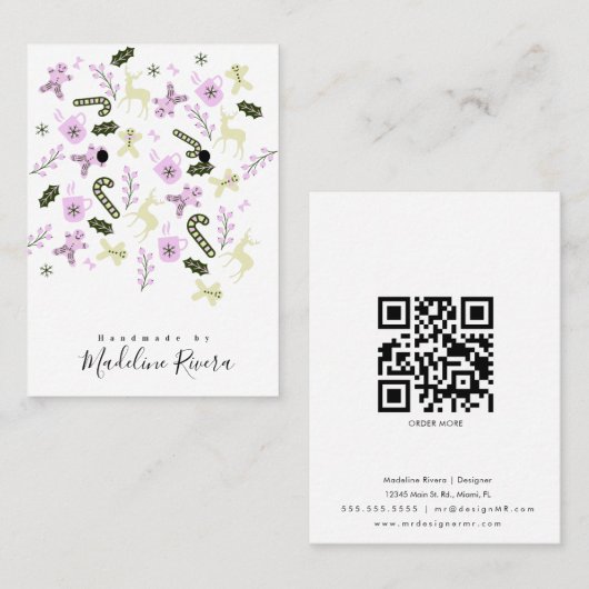 クリスマスパターン職人のイヤリングディスプレイカード コーリングカード (正面/裏面)