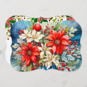 クリスマスパターン花束にシグネチャーとメッセージを追加 シーズンカード (正面/裏面)