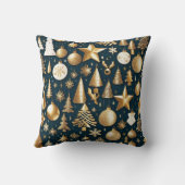 クリスマスパターン金ゴールドとブラックオーナメントの装飾 クッション (裏面)