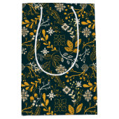 クリスマスパターン金ゴールドと白 ミディアムペーパーバッグ (正面)