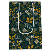 クリスマスパターン金ゴールドと白 ミディアムペーパーバッグ (裏面)