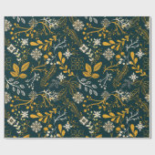 クリスマスパターン金ゴールドと白 ラッピングペーパー (フラット)