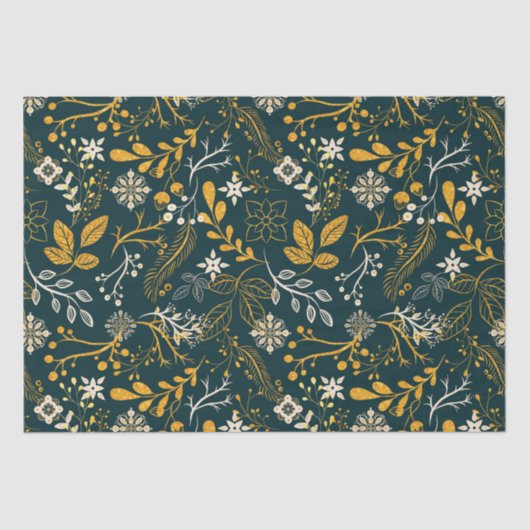 クリスマスパターン金ゴールドと白 薄葉紙 (正面)