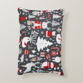 クリスマスパターン雪だるまサンタの木の灰色の装飾 アクセントクッション (裏面(縦))