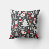 クリスマスパターン雪だるまサンタの木の灰色の装飾 クッション (裏面)