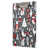 クリスマスパターン雪だるまサンタの木の灰色の装飾 クリップボード (左)