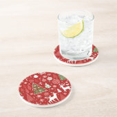 クリスマスパターン雪だるまサンタの木の灰色の装飾 コースター (側面)