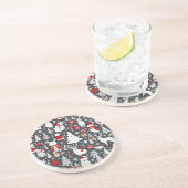 クリスマスパターン雪だるまサンタの木の灰色の装飾 コースター (側面)