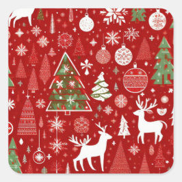 クリスマスパターン雪だるまサンタの木の灰色の装飾 スクエアシール