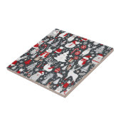 クリスマスパターン雪だるまサンタの木の灰色の装飾 タイル (側面)