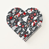 クリスマスパターン雪だるまサンタの木の灰色の装飾 ノートブック (裏面)