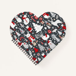 クリスマスパターン雪だるまサンタの木の灰色の装飾 ノートブック