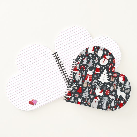 クリスマスパターン雪だるまサンタの木の灰色の装飾 ノートブック (内部)