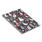 クリスマスパターン雪だるまサンタの木の灰色の装飾 ノートブック (右側)